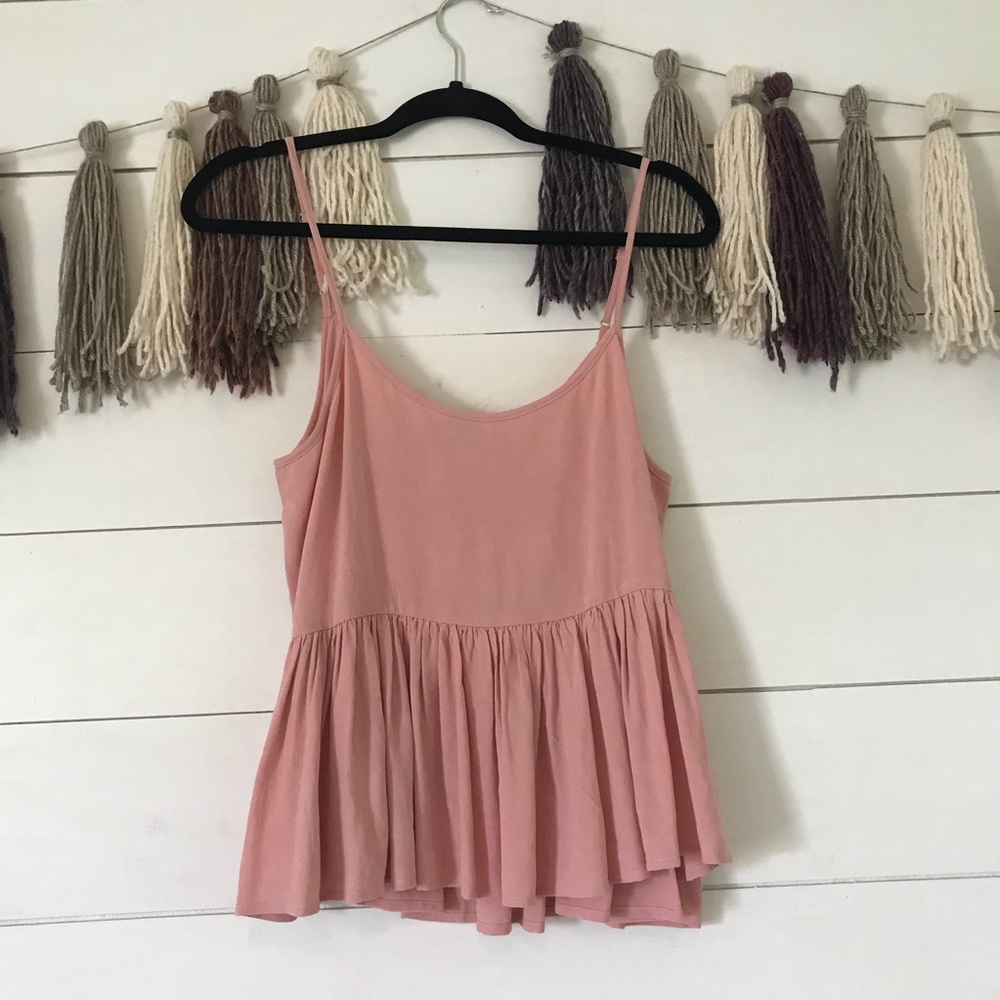 Blush peplum tank top